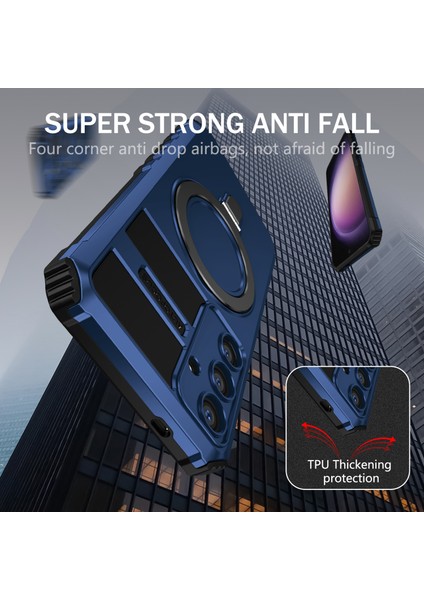 Samsung Galaxy S24+ Için Magsafe Manyetik Halka Standlı Ağır Hizmet Telefon Kılıfı - Mavi (Yurt Dışından) indirimleri