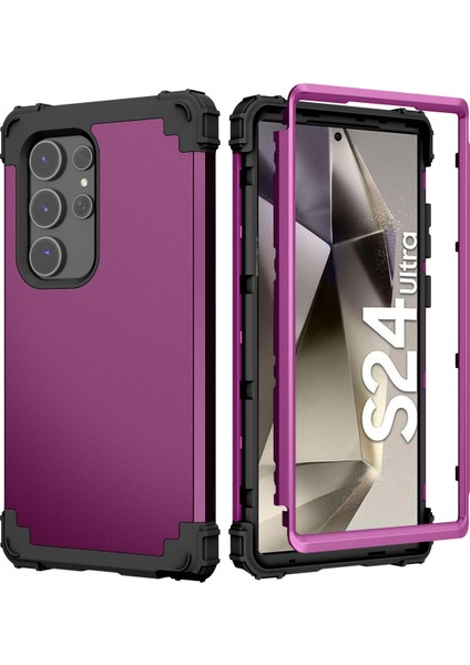 Samsung Galaxy S24 Ultra Için Yumuşak Silikon Sert Pc Tampon Telefon Kılıfı - Mor (Yurt Dışından)
