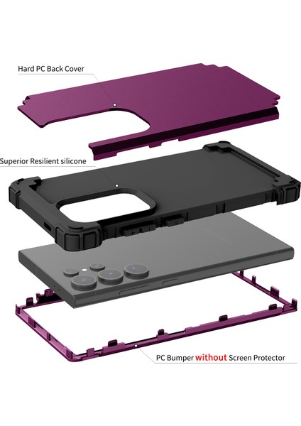 Samsung Galaxy S24 Ultra Için Yumuşak Silikon Sert Pc Tampon Telefon Kılıfı - Mor (Yurt Dışından) fırsatları