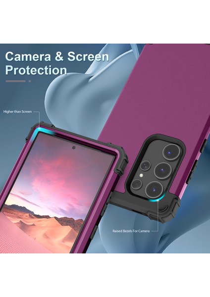 Samsung Galaxy S24 Ultra Için Yumuşak Silikon Sert Pc Tampon Telefon Kılıfı - Mor (Yurt Dışından) indirimleri