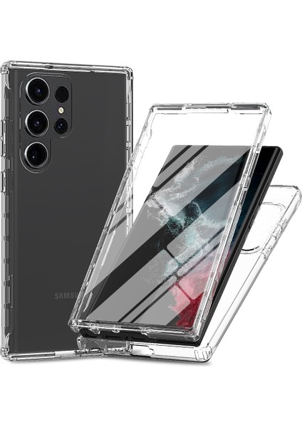 Samsung Galaxy S24 Ultra Için Yerleşik Ekran 360 Tam Koruma Telefon Kılıfı - Mor (Yurt Dışından)