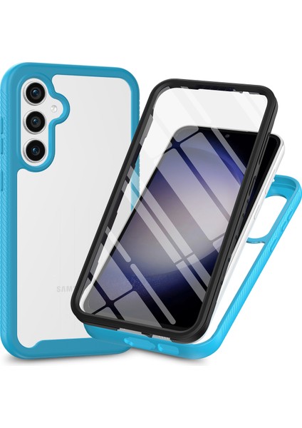 Samsung Galaxy S24 Için Yerleşik Ekran 360 Tam Koruma Telefon Kılıfı - Mavi (Yurt Dışından)