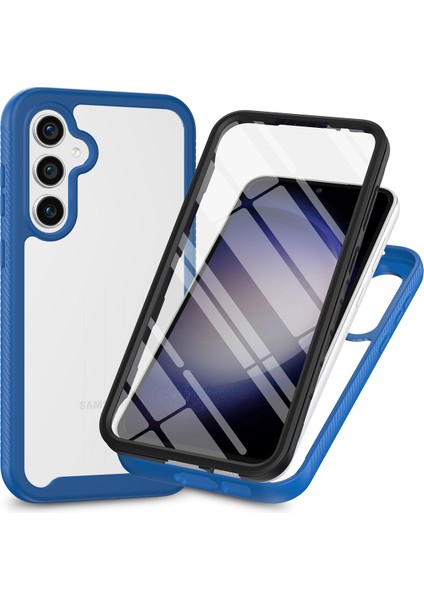 Samsung Galaxy S24 Için Yerleşik Ekran 360 Tam Koruma Telefon Kılıfı - Lacivert (Yurt Dışından)