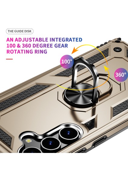 Samsung Galaxy S24 Için Halka Tutuculu Çift Katmanlı Telefon Kılıfı - Altın (Yurt Dışından) fiyatları