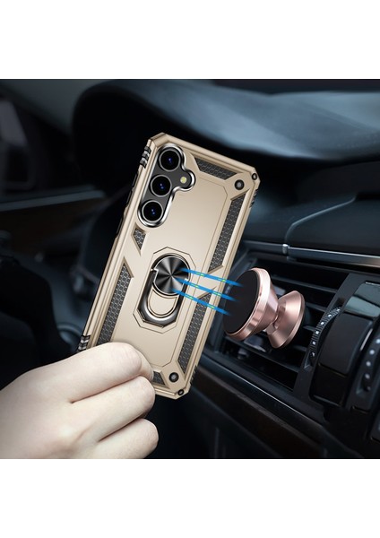 Samsung Galaxy S24 Için Halka Tutuculu Çift Katmanlı Telefon Kılıfı - Altın (Yurt Dışından) fırsatları