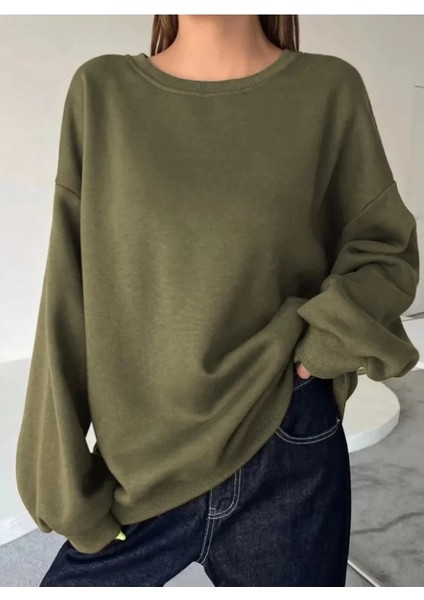 Düz Bisiklet Yaka Sweat - Yeşil fiyatları