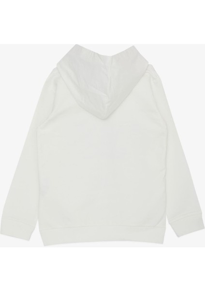 Kız Çocuk Sweatshirt Kapüşonlu Simli Yazı Baskılı 5-10 Yaş, Ekru fiyatları