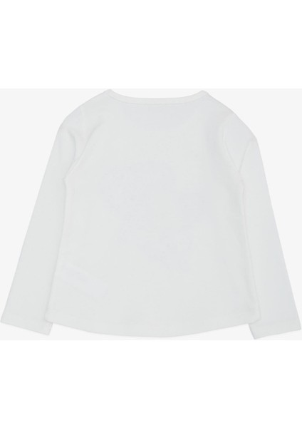 Kız Çocuk Uzun Kollu Tişört Kazayağı Puantiyeli Kalp Baskılı Yazılı 3-8 Yaş, Ekru fiyatları