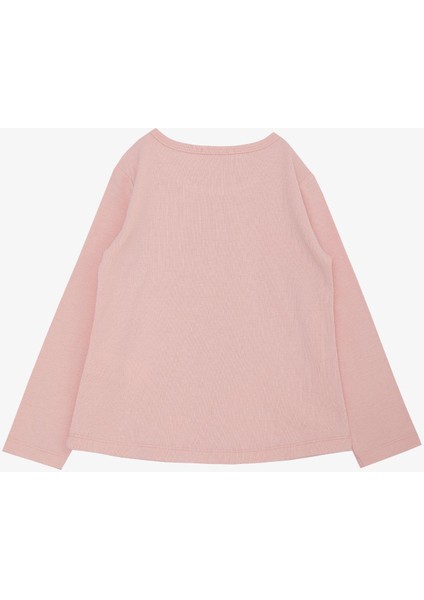 Kız Çocuk Uzun Kollu Tişört Kazayağı Puantiyeli Kalp Baskılı Yazılı 3-8 Yaş, Pembe fiyatları
