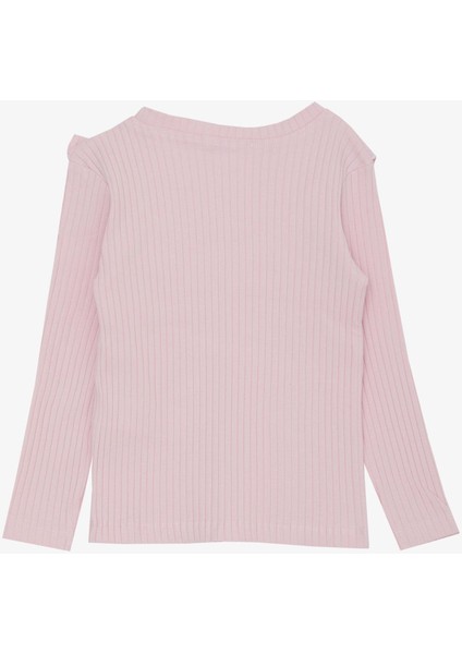 Kız Çocuk Uzun Kollu Tişört Yakası Fırfırlı Armalı 3-8 Yaş, Pembe fiyatları