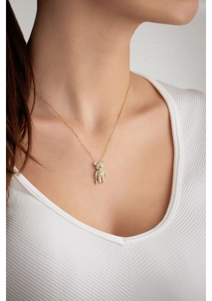 Pofuduk Ayıcık 18 Ayar Beyaz Altın Kaplama 45 cm Gümüş Kolye fiyatları