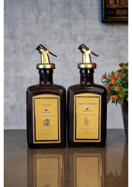 Amber Gold Zeytinyağı Sirke Şişesi Yağlık Yağdanlık 2'li Set fiyatları