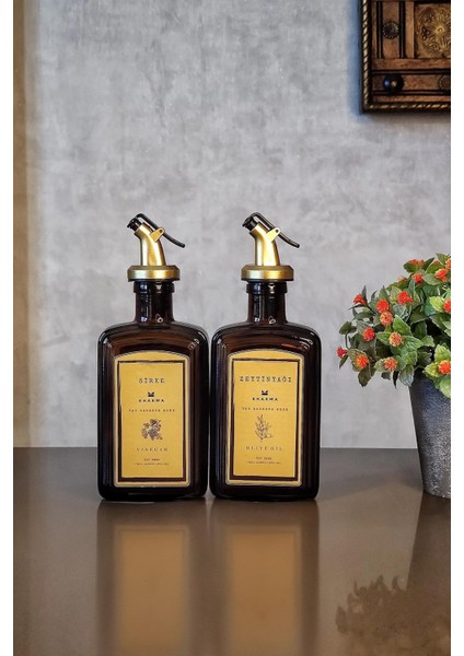 Amber Gold Zeytinyağı Sirke Şişesi Yağlık Yağdanlık 2'li Set modelleri