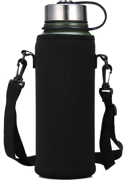 1500ML Kupa Setleri Stili ml Su Şişesi Kapağı Çanta Kılıfı Askısı Neopren Su Kılıfı Tutacağı Omuz Askısı Siyah Şişe Taşıyıcı Yalıtımlı Çanta (Yurt Dışından)