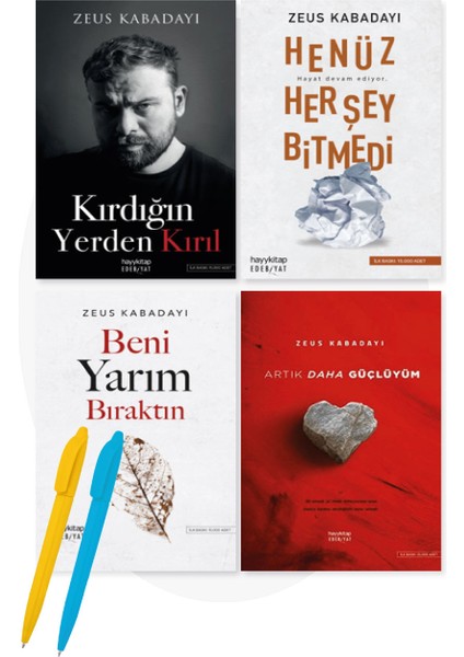 Kırdığın Yerden Kırıl - Beni Yarım Bırak - Artık Daha Güç - 4 Kitap - Zeus Kabadayı + Alfa Kalem