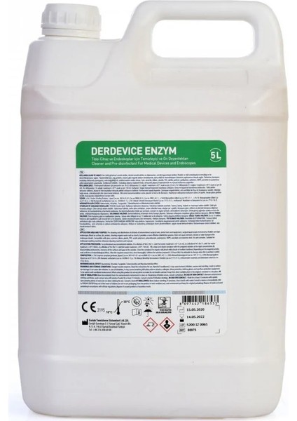 Derdevice Enzyme Tıbbi Cihaz ve Endoskoplar Için Ön Dezenfektan