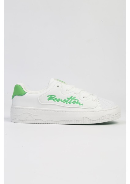 Benetton® | Bnı-10102 4211 Beyaz Yesil-Ithal Platform Topuk Kadın Sneaker