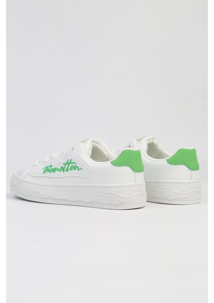 Benetton® | Bnı-10102 4211 Beyaz Yesil-Ithal Platform Topuk Kadın Sneaker