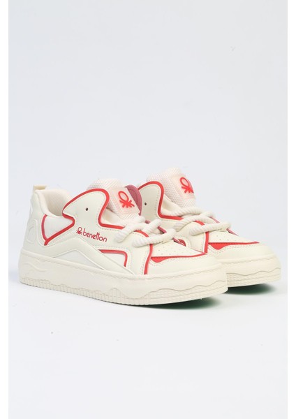 Benetton® | Bnı-10100 Bej Kirmizi -Ithal Kadın Spor Ayakkabı