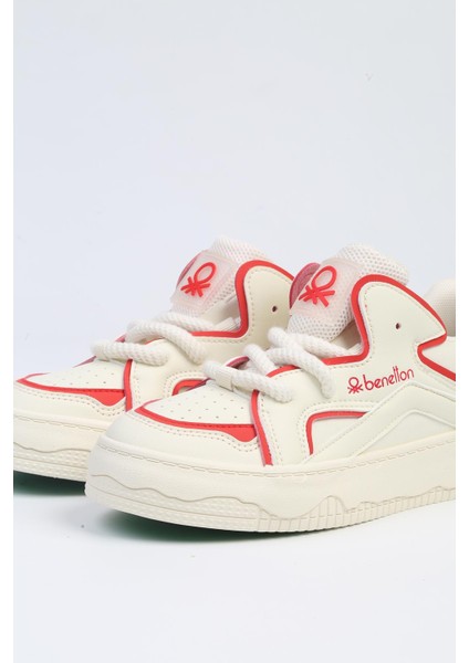 Benetton® | Bnı-10100 Bej Kirmizi -Ithal Kadın Spor Ayakkabı modelleri