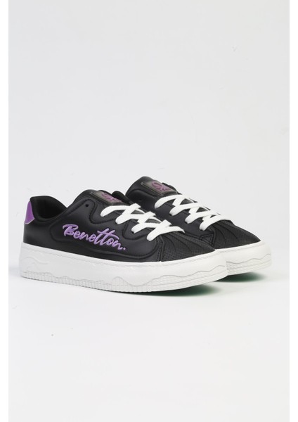 Benetton® | BNI-10102 4211 Siyah Beyaz-Ithal Platform Topuk Kadın Sneaker