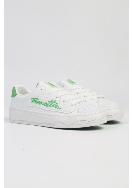 Benetton® | Bnı-10102 4211 Beyaz Yesil-Ithal Platform Topuk Kadın Sneaker fiyatları