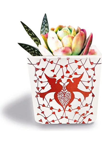 Dekoratif Buzlu Cam Mumluk Karen Kuşlar Desen 8x8 cm (4 Adet)