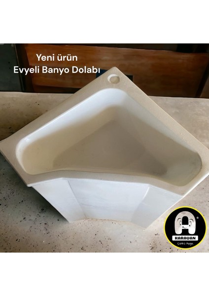 Idates Karavanlara Özel - Üçgen Eyveli Banyo Dolabı ( Evye+Dolap)