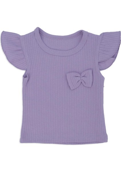 Kız Bebek Çocuk Fiyonklu Raporlu Kısa Kol Badi Şort Ikili Takım fiyatları