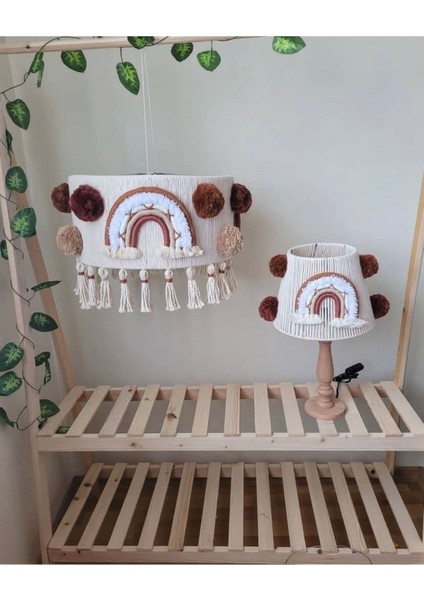 Bebek/çocuk Odası Makrome Özel Tasarım Avize Abajur 2li Set