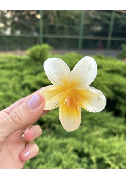 Hibisküs Mandal Büyük Boy Sarı Çiçek Toka - Yeni Trend Saç Aksesuarı