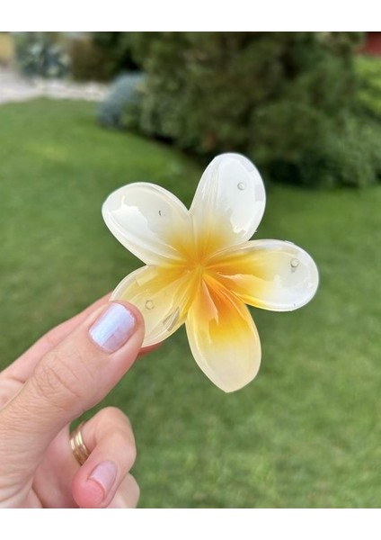 Hibisküs Mandal Büyük Boy Sarı Çiçek Toka - Yeni Trend Saç Aksesuarı fiyatları