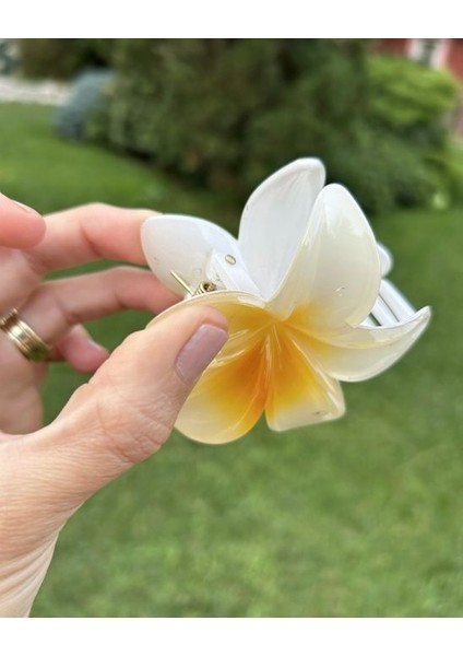 Hibisküs Mandal Büyük Boy Sarı Çiçek Toka - Yeni Trend Saç Aksesuarı modelleri
