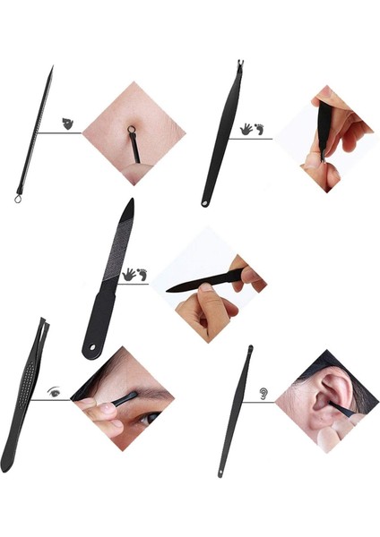12 Adet Manikür Pedikür Seti El Ayak Tırnak Manikür Pensi Set Tırnak Eti Manikür Makası Siyah Nokta Temizleme fiyatları