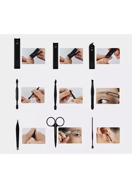 12 Adet Manikür Pedikür Seti El Ayak Tırnak Manikür Pensi Set Tırnak Eti Manikür Makası Siyah Nokta Temizleme modelleri