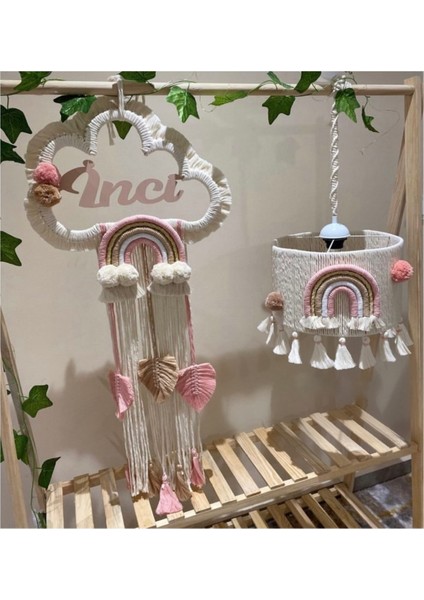 Bebek/çocuk Odası Özel Tasarım Erkek-Kız Bebek Makrome Isimli Kapı Süsü Hediye Avize 2li Set