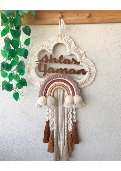 Bebek/çocuk Hediyelik Isimli Makrome Bulut Kapı Süsü Hastahane Kapı Süsü Bebek Odası Kapı Süsü