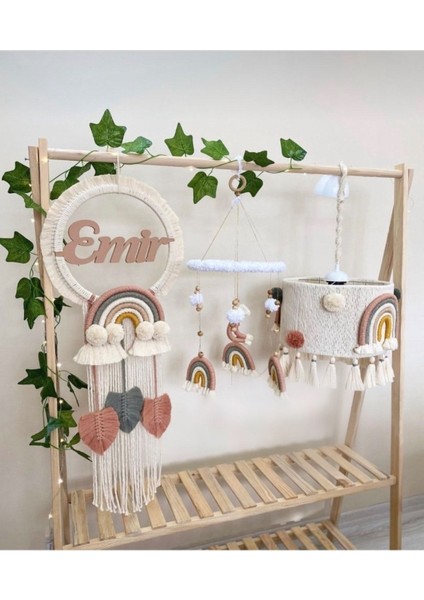 Bebek/çocuk Odası Özel Tasarım Makrome Avize- Dönence- Isimli Kapı Süsü 3lütakım