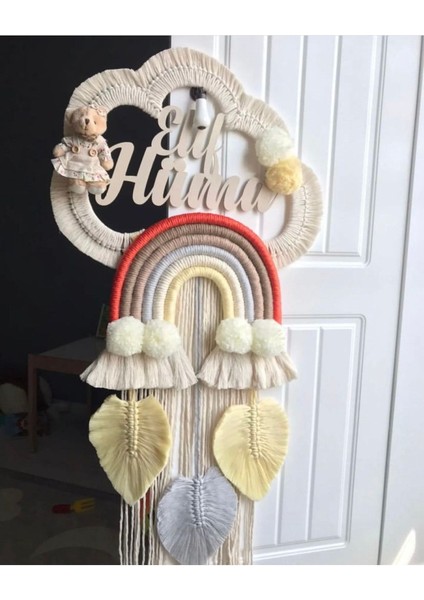 Makrome Ayıcklı Bulut Bebek Kapı Süsü