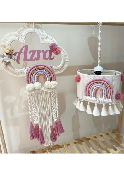 Bebek/çocuk Odası Özel Tasarım Erkek-Kız Bebek Makrome Isimli Kapı Süsü Hediye Avize 2li Set