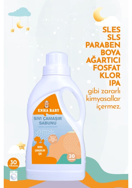 Zararlı Kimyasal Içermeyen Bebek Sıvı Çamaşır Sabunu 1 Litre