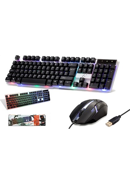 PL-357 Oyuncu Rainbow/usb/rgb Işıklı Klavye Mouse Türkçe Q