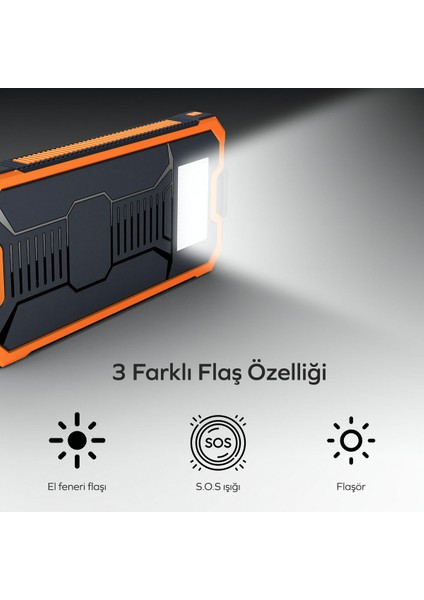 Güneş Enerjili Solar Powerbank 10000mah Led Işıklı Taşınabilir Şarj Cihazı Yeşil fiyatları