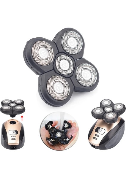 2 Adet Tarzı 4 Adet Yedek Tıraş Makinesi Başlığı Elektrikli Tıraş Makinesi 5d Bağımsız 5 Kesici Yüzer Kafa Su Geçirmez Paslanmaz Çelik Tıraş Bıçağı (Yurt Dışından)