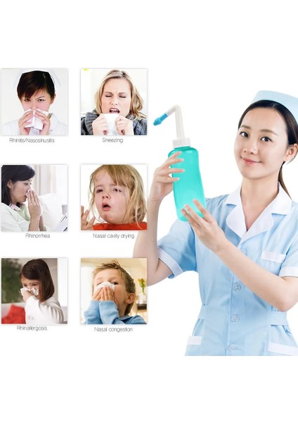 Burun Temizleyici 500ML Stili Neti Pot Burun Yıkama Nazal Irrigator Temizleyici Burun Koruyucu Nemlendirir Meme Temizleme Alerjiden Kaçının Rhinitus Durulama ml (Yurt Dışından)