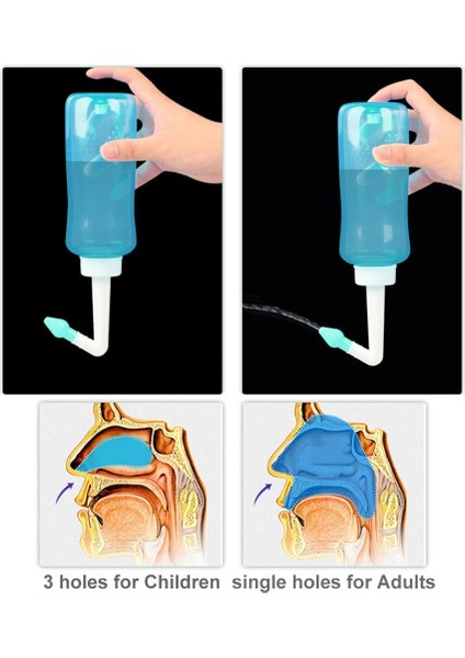 Burun Temizleyici 500ML Stili Neti Pot Burun Yıkama Nazal Irrigator Temizleyici Burun Koruyucu Nemlendirir Meme Temizleme Alerjiden Kaçının Rhinitus Durulama ml (Yurt Dışından)