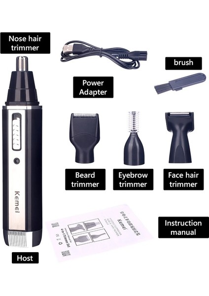 Paket A USB Şarj Edilebilir Kulak Kaş Sakal Burun Çok Fonksiyonlu Tıraş Makinesi (Yurt Dışından)