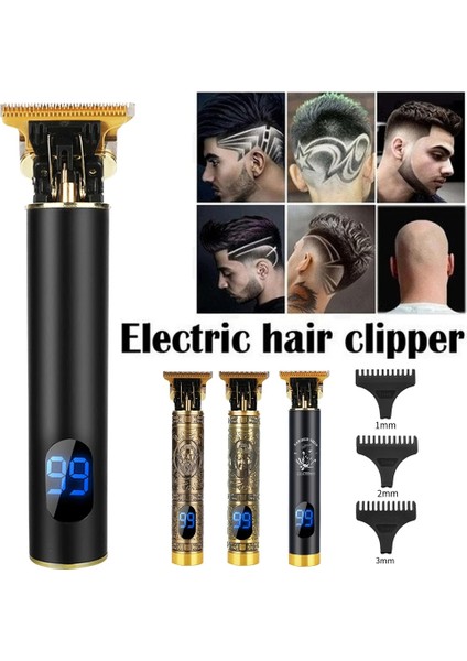 D Tıraş Makinesi Stilini Ayarla LCD Elektrikli Saç Kesme Makineleri USB Şarj Edilebilir Tıraş Makinesi Sakal Düzeltici Profesyonel Erkekler Saç Kesme Makinesi Sakal Berber Saç Kesimi (Yurt Dışından)