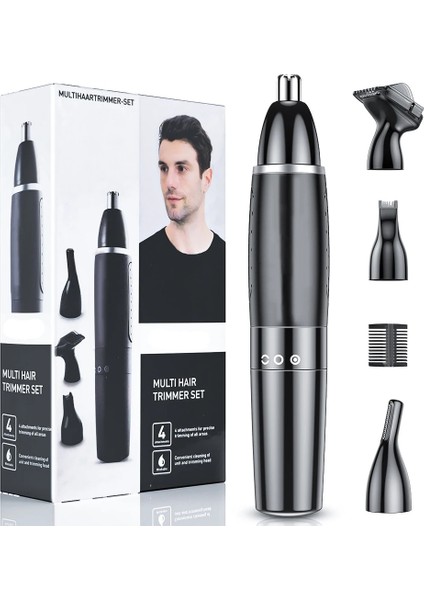 Siyah Stil Erkekler Için 4 In 1 Burun ve Kulak Düzeltici Burun Saç Düzeltici Kaldırma Burun Tıraş Makinesi Saç Kesimi Jilet Burun Epilatör Clipper Nodüler Eliminator (Yurt Dışından)