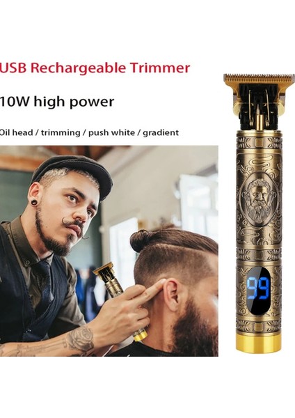 H Tıraş Makinesi Stilini Ayarla LCD Elektrikli Saç Kesme Makineleri USB Şarj Edilebilir Tıraş Makinesi Sakal Düzeltici Profesyonel Erkekler Saç Kesme Makinesi Sakal Berber Saç Kesimi (Yurt Dışından)